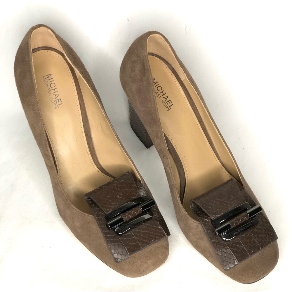 Michael Kors Leather Slip on Heels Sz 7 1/2